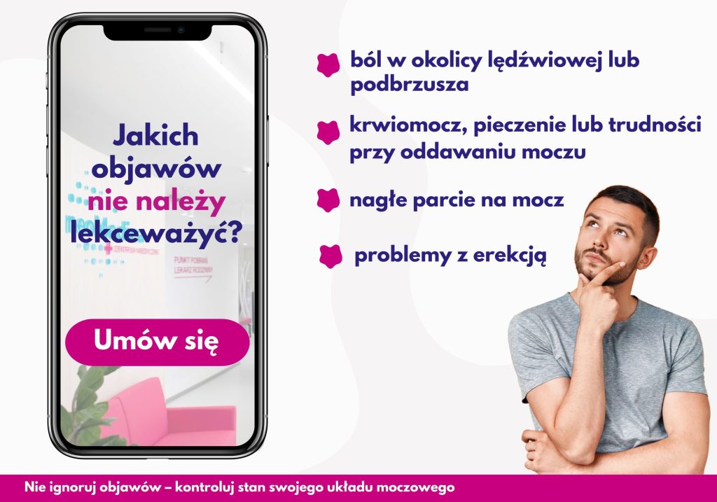 Zastanawiający się mężczyzna, a obok telefon - ilustracja dotycząca urologa w Centrum Medycznym neoMedica w Poznaniu.