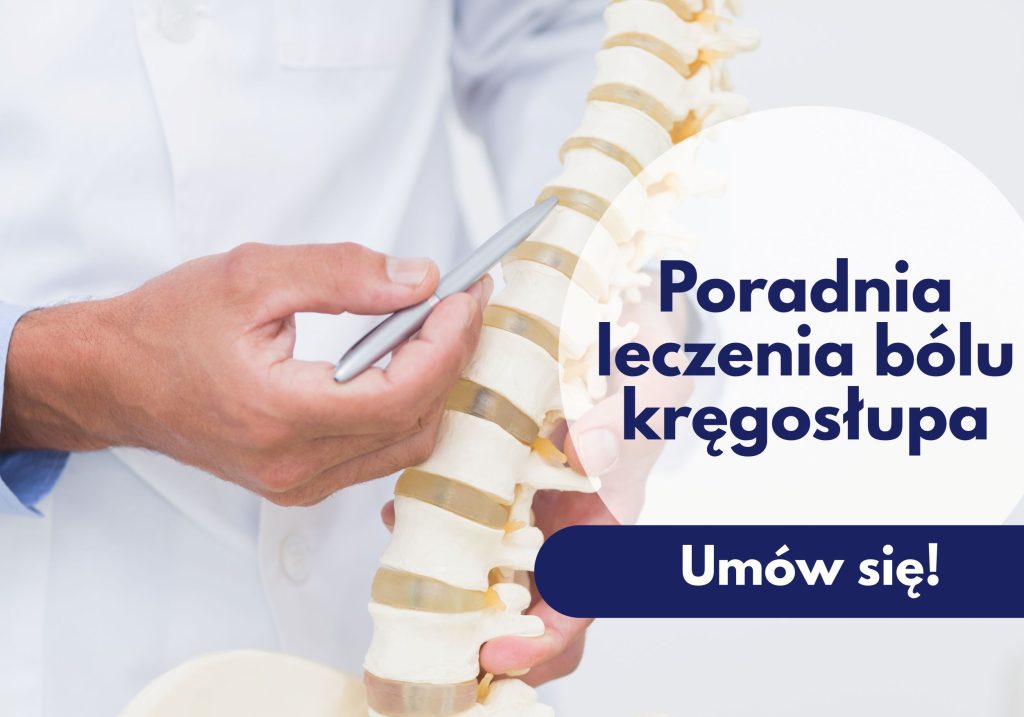 Lekarz wskazujący na model kęgosłupa - ilustracja dotycząca Poradni leczenia bólu kręgosłupa w Centrum Medycznym neoMedica w Poznaniu.