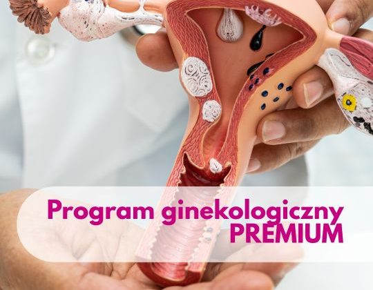 Lekarz ginekolog Centrum Medycznego neoMedica w Poznaniu trzymający model narządu macicy.